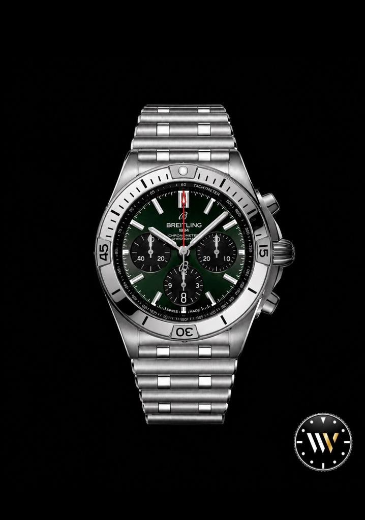 Breitling Chronomat B01 42 Groen AB0134101L2A1  Nieuw, Ophalen, Staal, Staal, Breitling