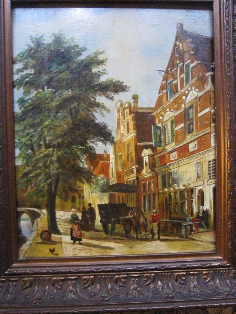 Enkhuizen, schilderij Zuidhavendijk naar Cornelis Springer, Antiek en Kunst, Ophalen of Verzenden