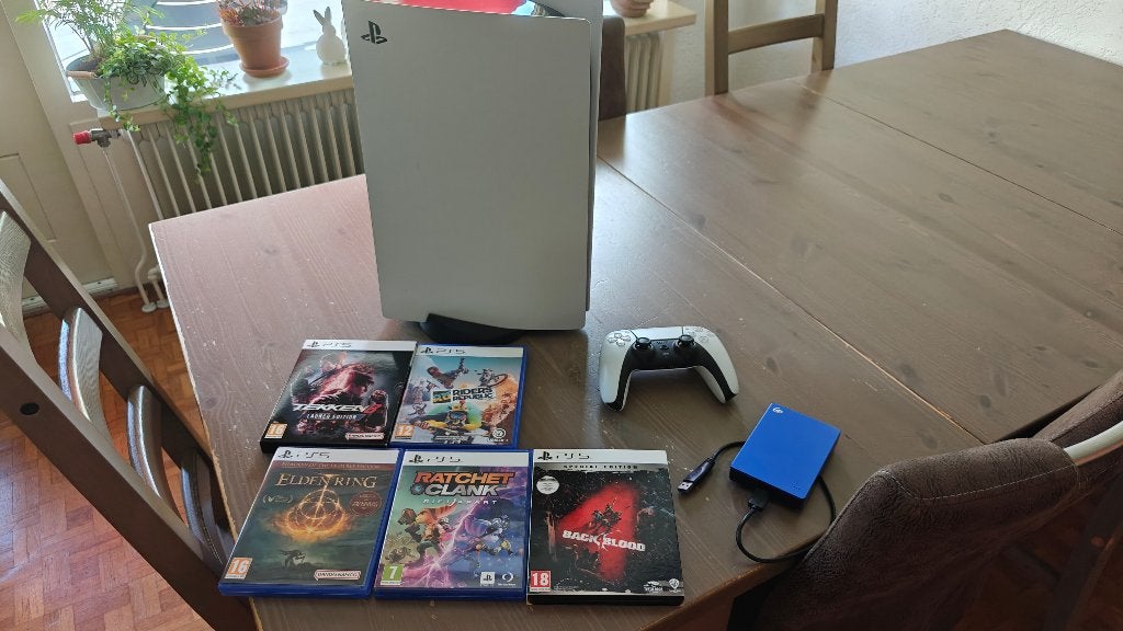 PS5 disc edition met games en externe hardschijf, Ophalen of Verzenden, Zo goed als nieuw, Online