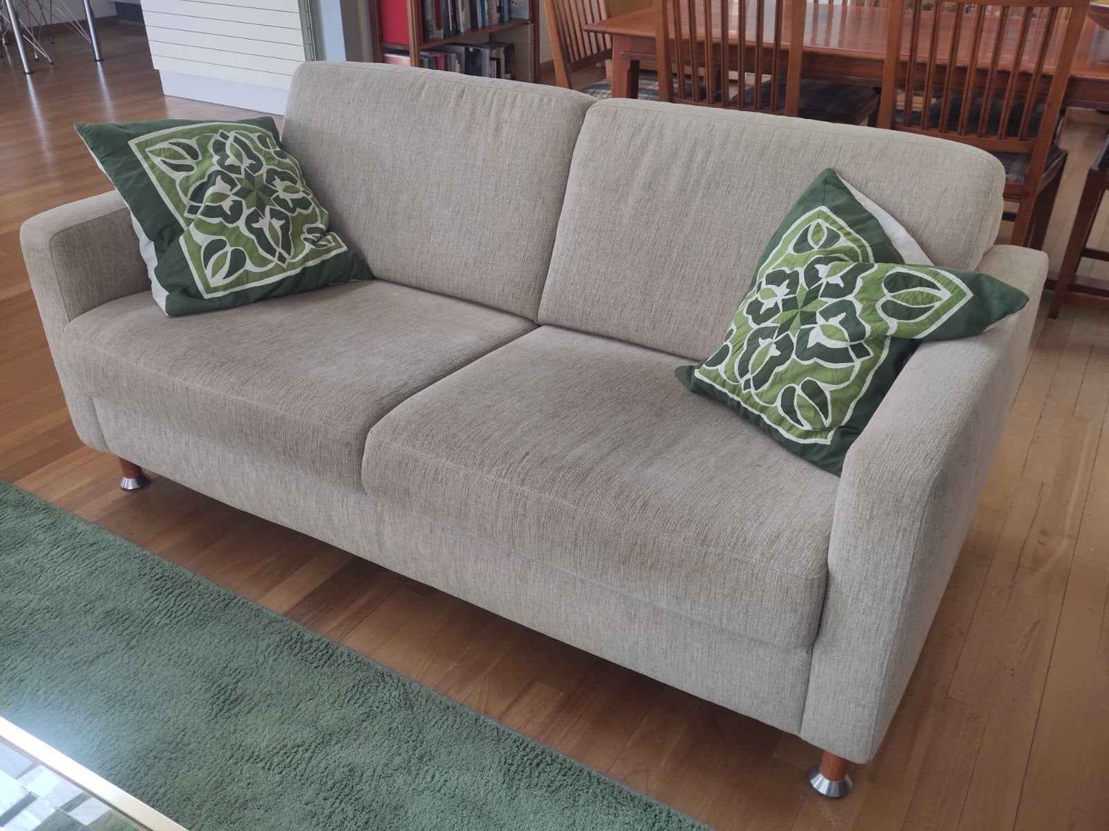 Montel Novastyl 2-zitsbank - Beige/zandkleurig, Ophalen, Gebruikt, 150 tot 200 cm, Tweepersoons