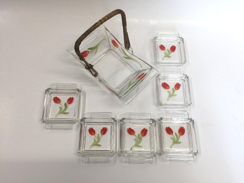 schaaltjes setje glazen bonbonschaaltje met 6 schaaltjes, Gebruikt, Overige merken, Ophalen of Verzenden, Overige stijlen