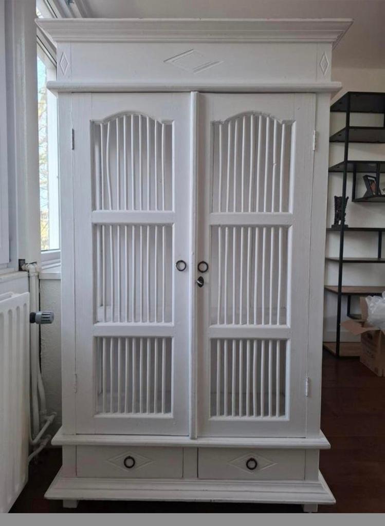 Witte Spijlenkast / Birdcage Kast met 3 Planken en Lades, Ophalen, Gebruikt, Met deur(en), 50 tot 100 cm