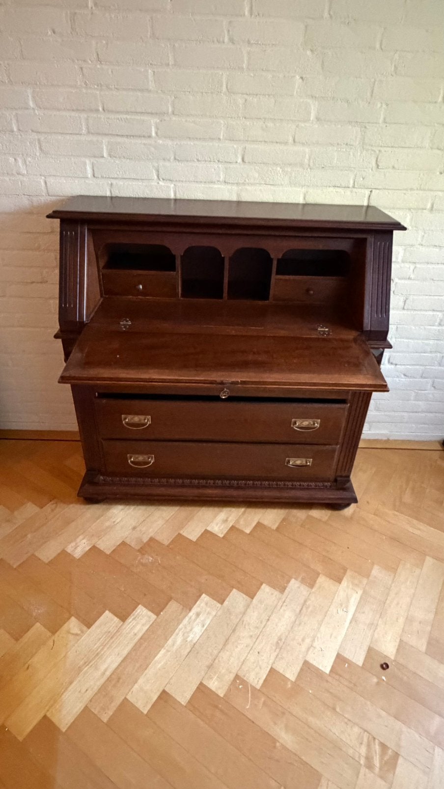 Antieke Secretaire mahonie Engels, Huis en Inrichting, Kasten | Secretaires, Ophalen, Gebruikt