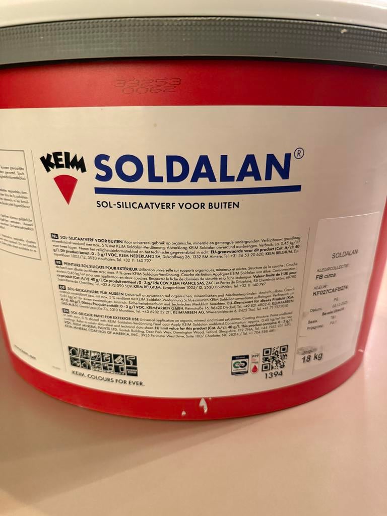 Keim Soldalan Sol-Silicaatverf Buiten Farrow & Ball Ammonite, Nieuw, Ophalen of Verzenden, Verf, 15 tot 20 liter