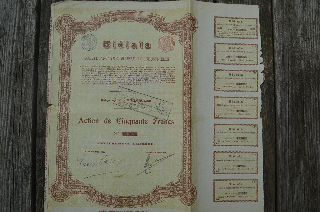 Diverse aandelen e.d. Koloniaal België begin 20e eeuw., Ophalen of Verzenden, 1920 tot 1950, Aandeel