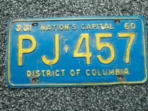 Kentekenplaat licenseplate Washington DC 1960 USA, Verzenden, Gebruikt, Auto's
