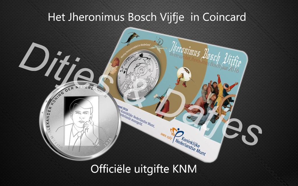 Het Jheronimus Bosch Vijfje in coincard KNM - 5 euro munt, Ophalen of Verzenden, Koningin Beatrix, Euro's