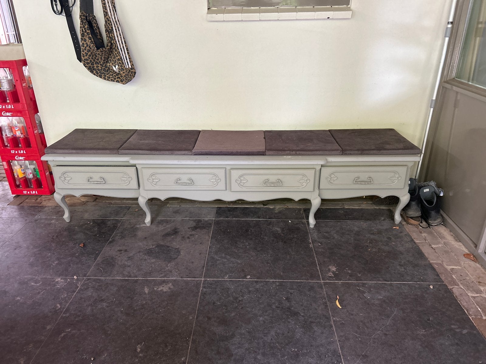 Vintage barok bankje/kast met lades, Ophalen
