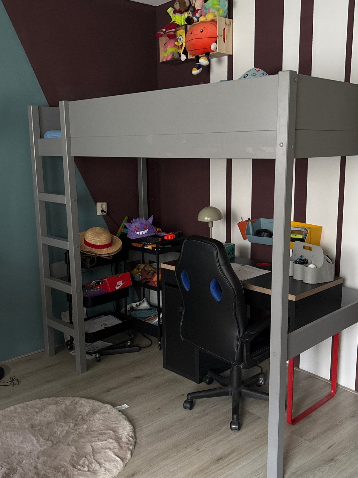 Hoogslaper Wehkamp bed grijs, Ophalen, Eenpersoons, Zo goed als nieuw, 200 cm