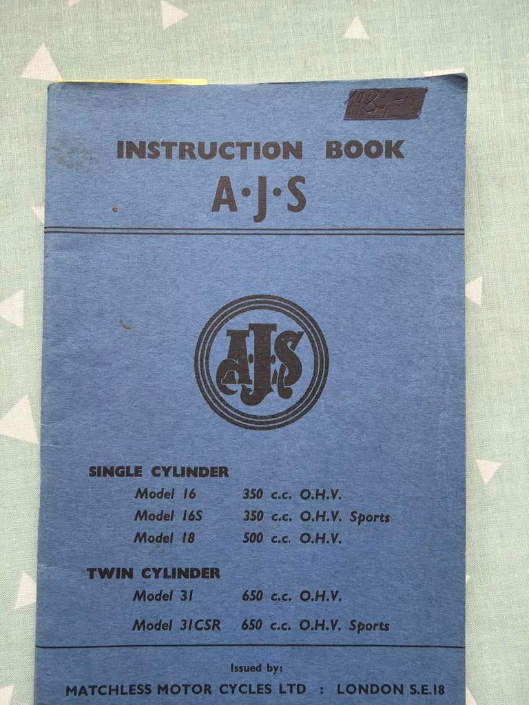 AJS Motorfiets Instructieboek - Modellen 16, 18, 31, Ophalen of Verzenden, Overige merken