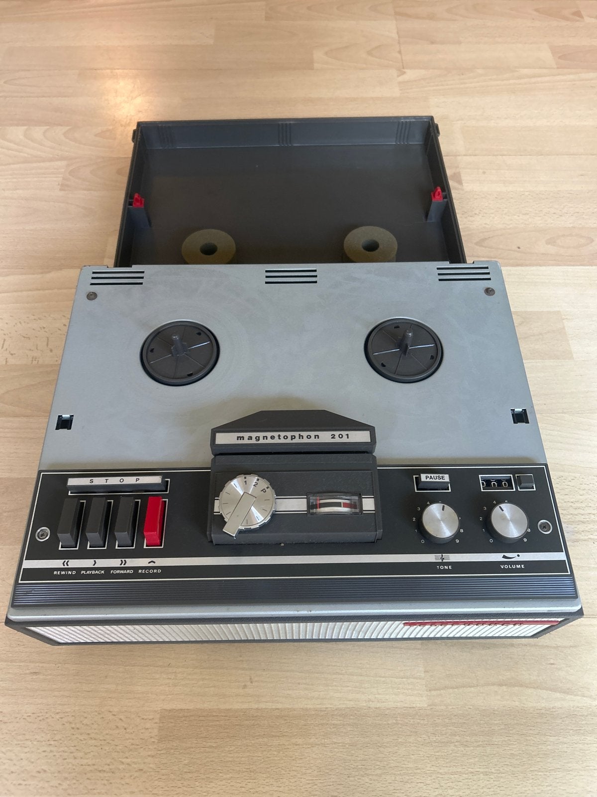 Telefunken Magnetophon 201 Bandrecorder Vintage, Ophalen, Bandrecorder, Met stofkap