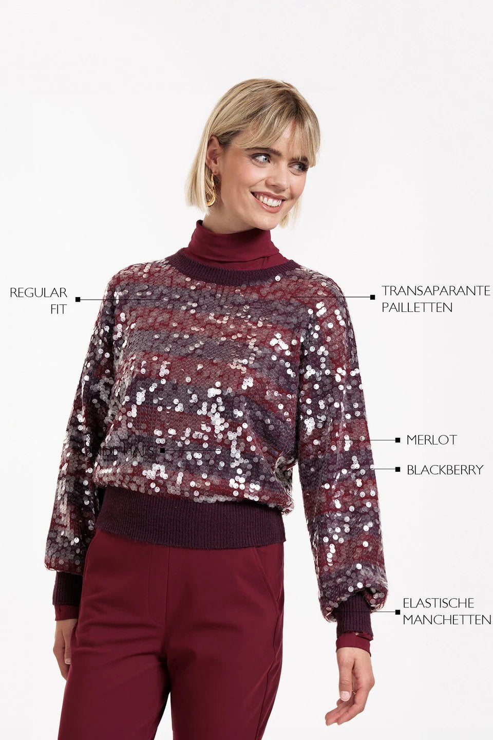 Studio anneloes lilly pullover trui M merlot / bordeaux, Maat 38/40 (M), Ophalen of Verzenden, Zo goed als nieuw, X