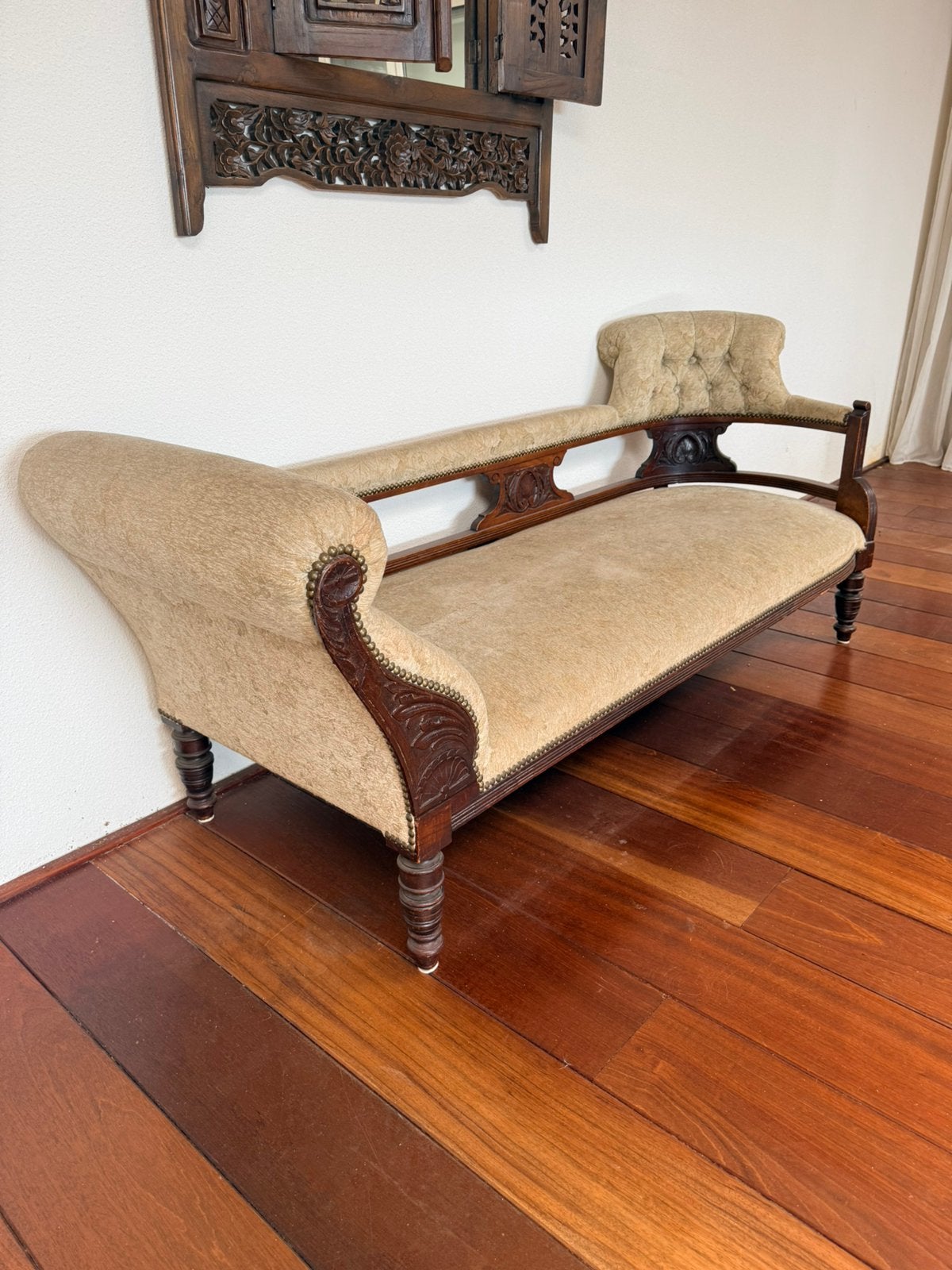 Prachtige antieke chaise longue – hout – klassieke stijl, Huis en Inrichting, Banken | Sofa's en Chaises Longues, Ophalen, Gebruikt