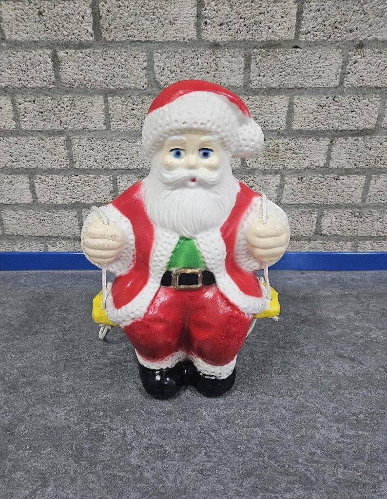 Vintage lichtgevende, hangende Kerstman op schommel - 49cm, Ophalen of Verzenden, Gebruikt