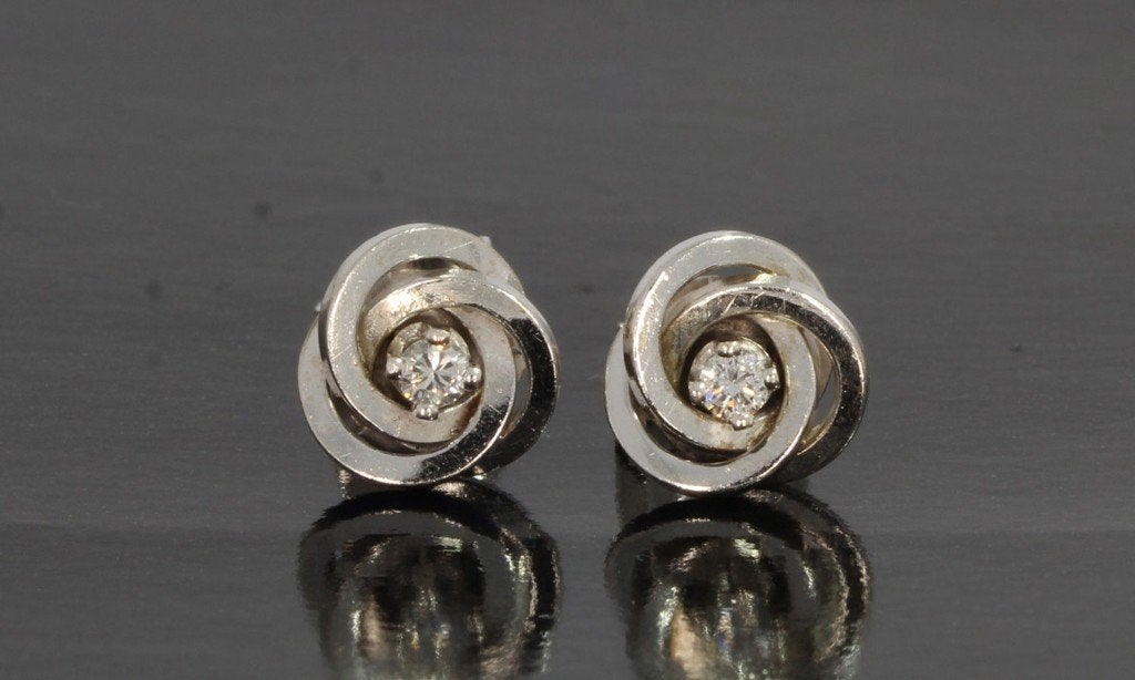 Diamant solitair 14k gouden knoop oorbellen dames briljant, Sieraden, Tassen en Uiterlijk, Oorbellen, Voordeelsieraden, Ophalen of Verzenden