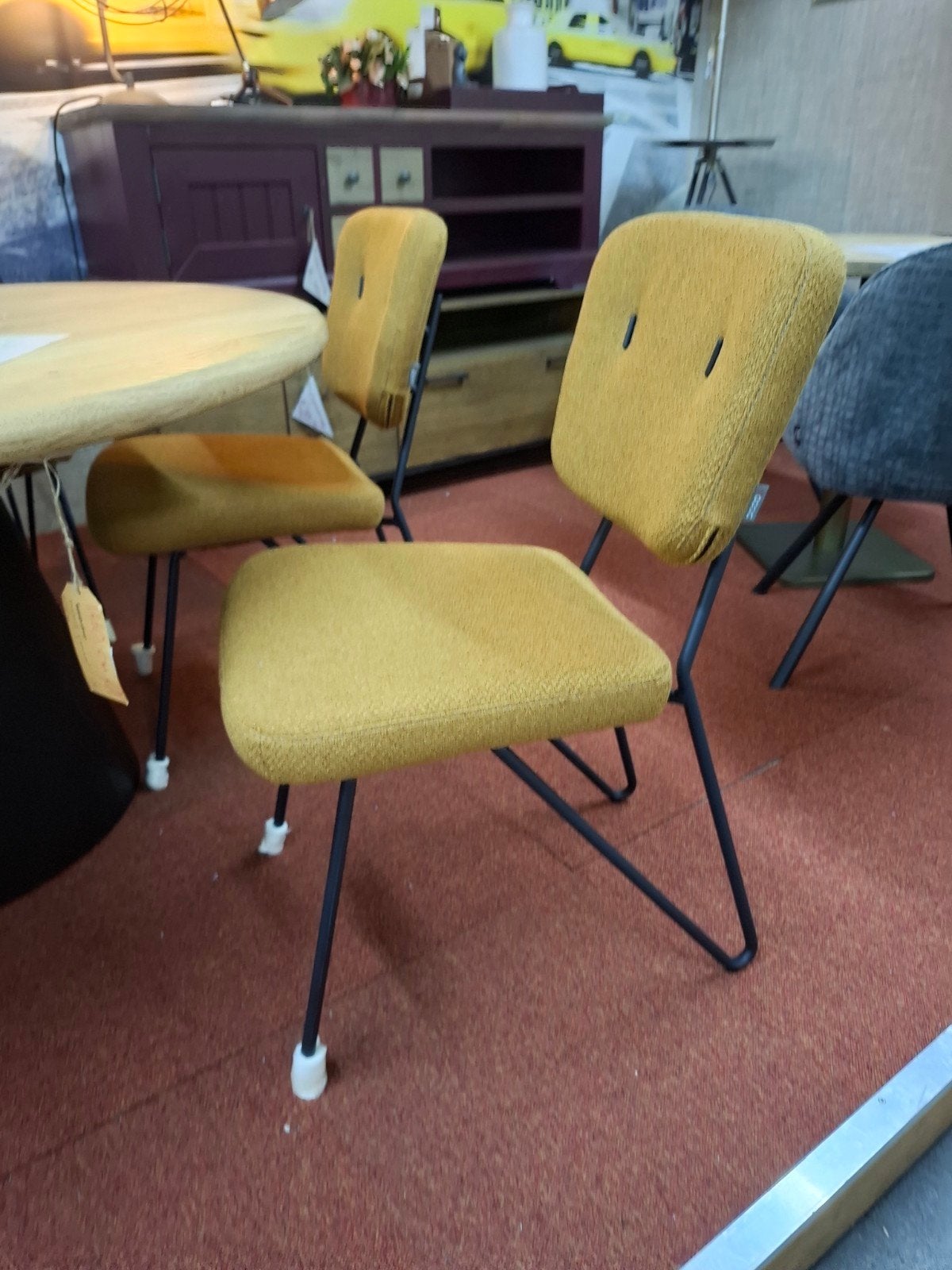 5 Nieuwe stoelen, Oker, met zwart frame + greep, June Xooon, Ophalen, Overige kleuren, Nieuw, Stof