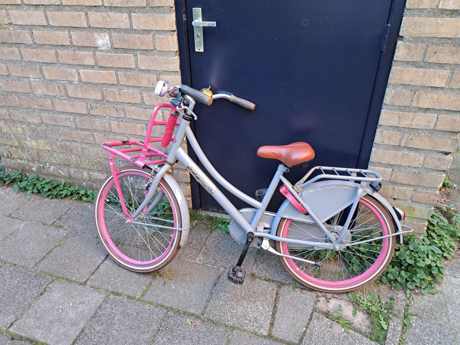Popal 22 inch meisjesfiets met voordrager, Ophalen, Gebruikt, Popal, Terugtraprem