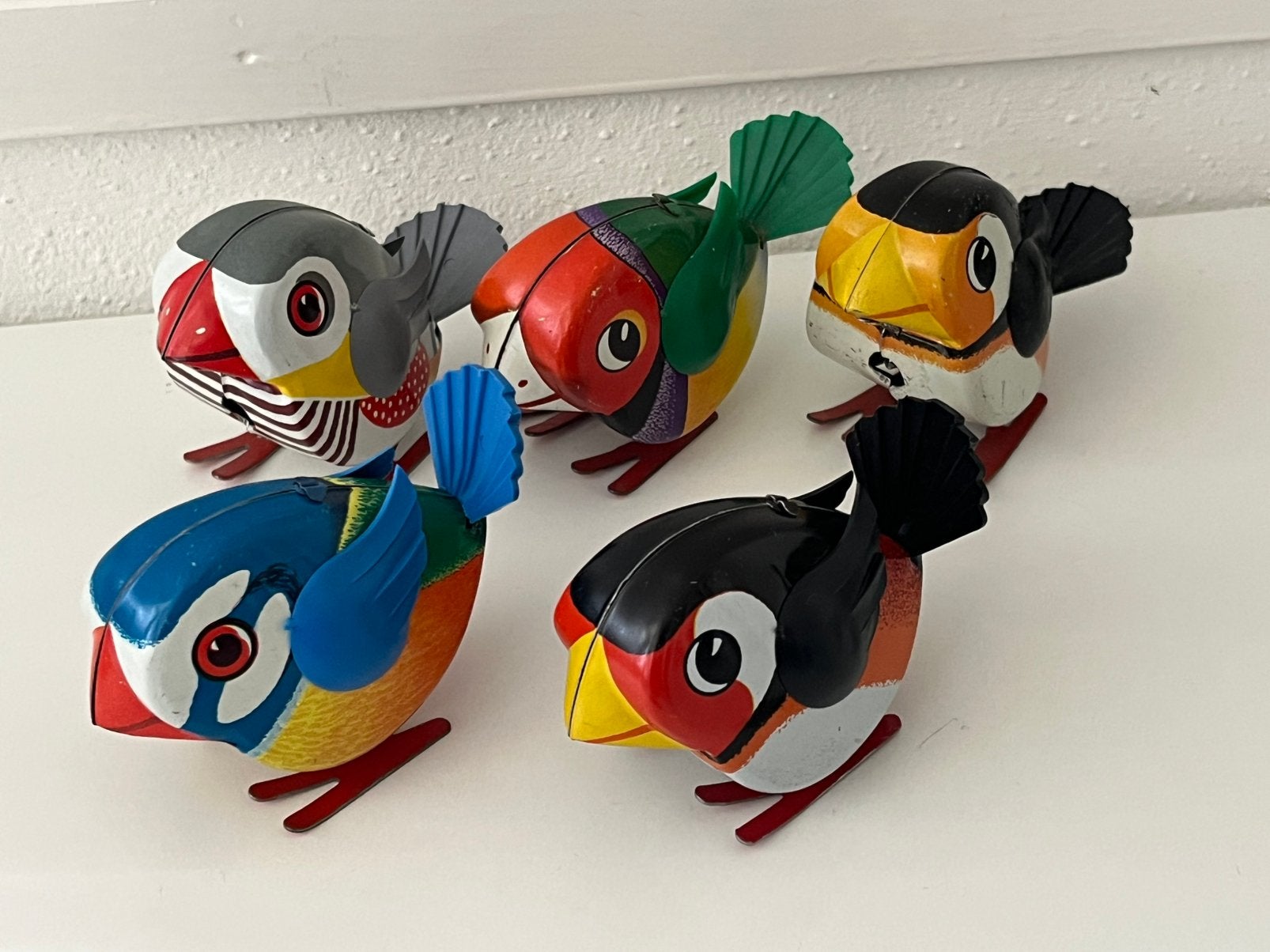 5x Lehmann opwindvogeltjes blikken speelgoed Western Germany, Verzenden