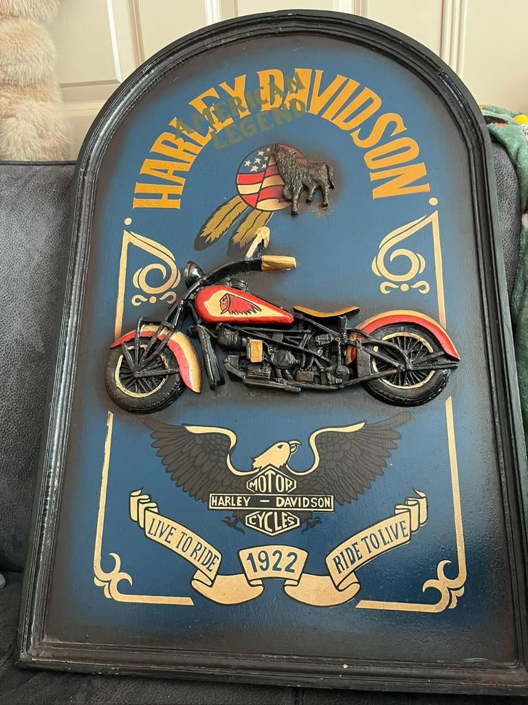 Harley Davidson Houten Bord - 45x71 cm - Perfecte Staat, Ophalen of Verzenden, Motoren