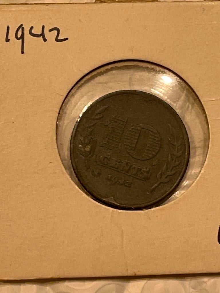 10 Cent 1942 - Wilhelmina, Postzegels en Munten, Munten | Nederland, Ophalen of Verzenden, Koningin Wilhelmina, 10 cent, Losse munt