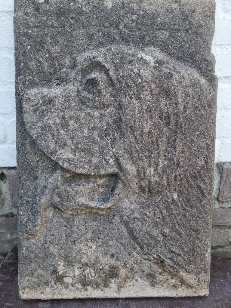Beeld Rottweiler, hond van beton, handgemaakt, Ophalen, Gebruikt, Beton, Dierenbeeld