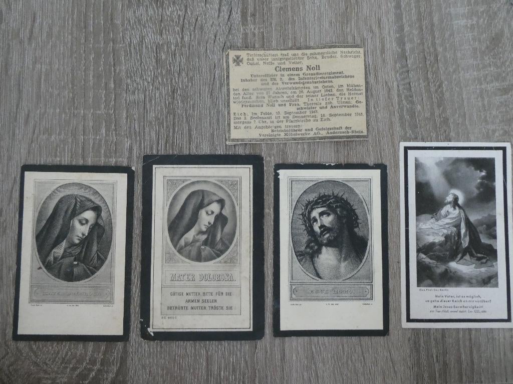 4 bidprentjes, tweede wereldoorlog., Ophalen of Verzenden, Bidprentje