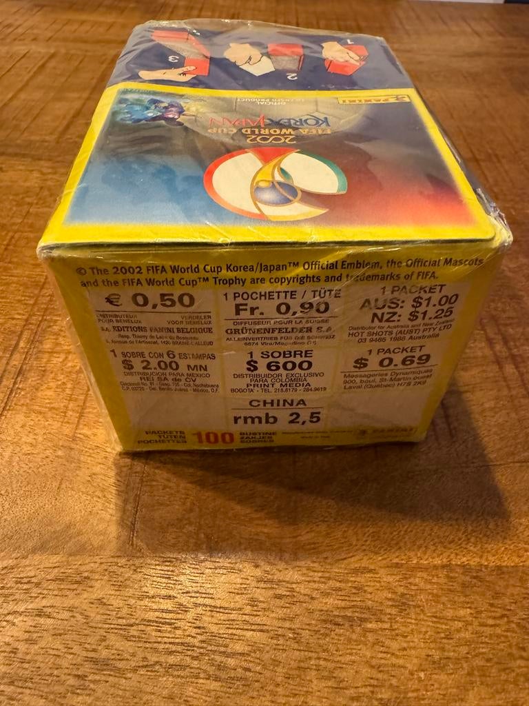 RARE Panini WK 2002 Sealed Box | Canadese Editie | 100 Packs, Ophalen of Verzenden, Nieuw, Buitenlandse clubs, Poster, Plaatje of Sticker