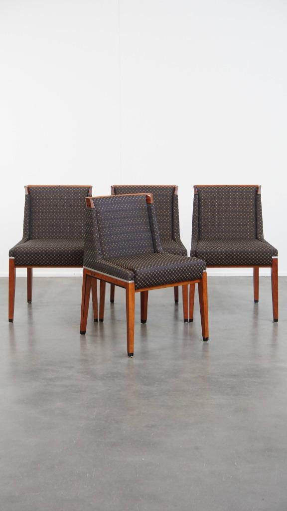 Set van 4  Art Deco design eetkamerstoelen van Schuitema, Ophalen, Gebruikt, Bruin, .