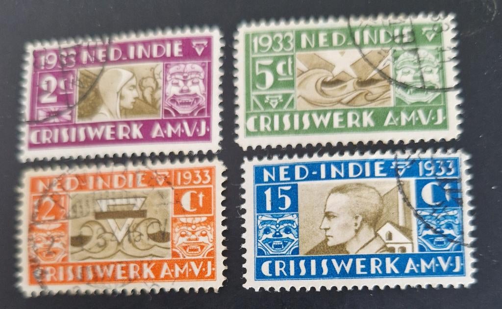 Nederlands Indie 1933 - nvph 182-185 - A.M.V.J., Postzegels en Munten, Postzegels | Nederlands-Indië en Nieuw-Guinea, Ophalen of Verzenden