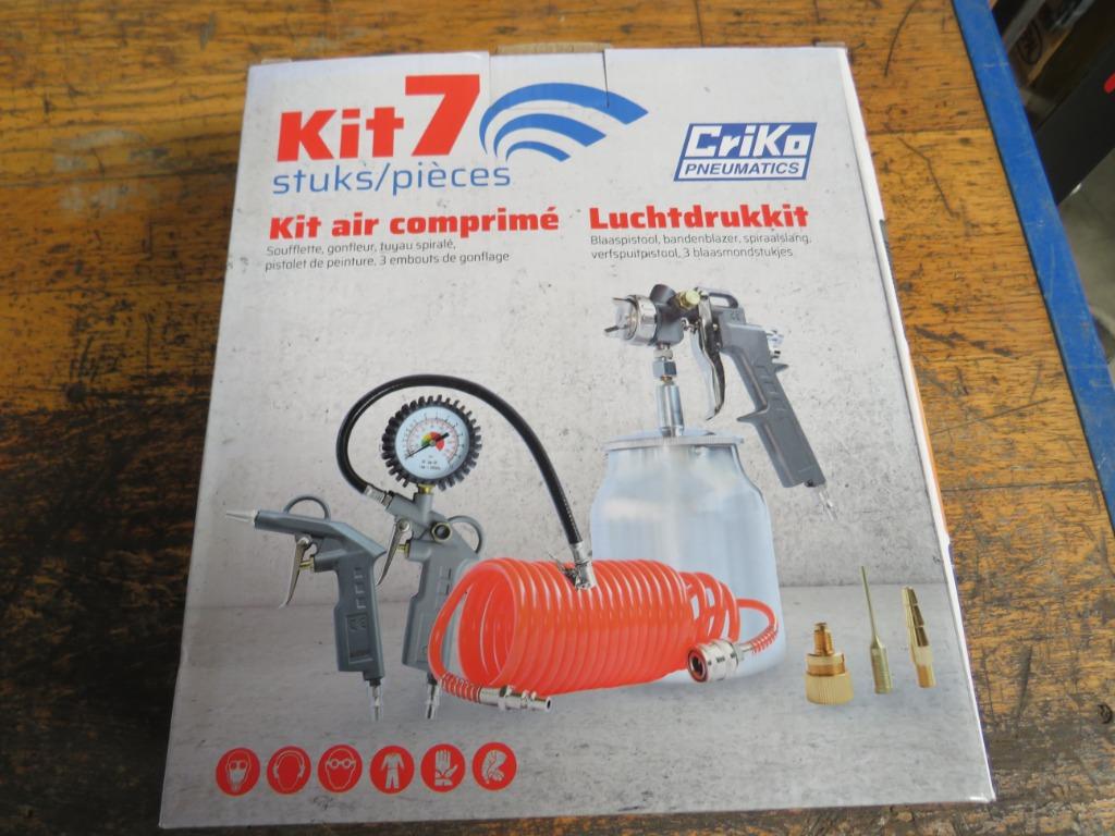 Criko perslucht compressor accessoire set 7 delig Incl slang, Crika, Nieuw, Zandhaarweg, Ophalen of Verzenden