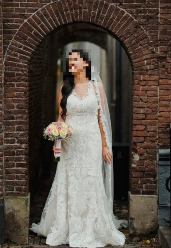 Zeemeermin trouwjurk met kant / maat 38, Kleding | Dames, Trouwkleding en Trouwaccessoires, Ophalen of Verzenden, Zo goed als nieuw