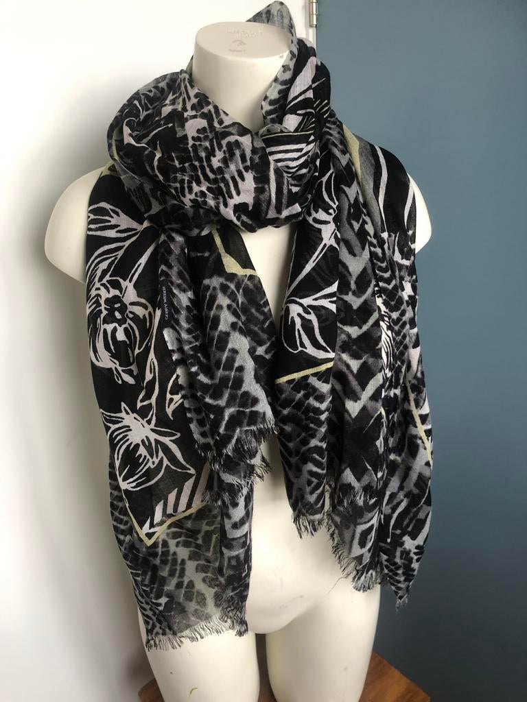 Gerry weber dunne lange grote sjaal zwart wit, Maat 46/48 (XL) of groter, Ophalen of Verzenden, Zo goed als nieuw, X