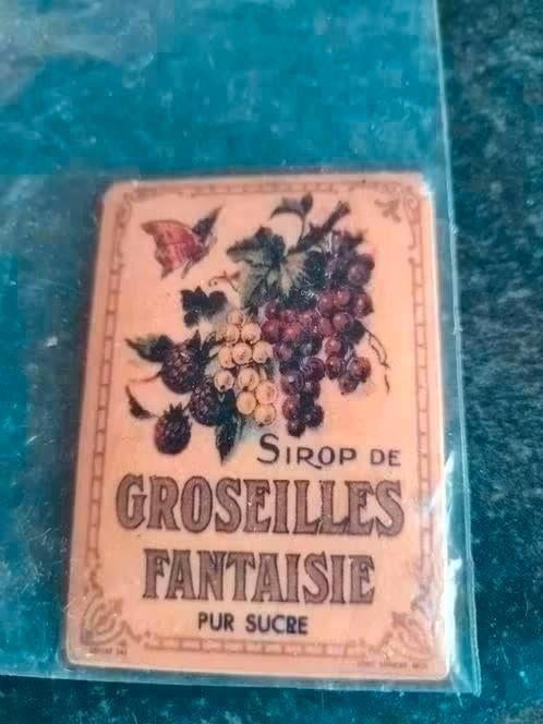 reclame bord 5 bij 7 cm Groseilles, Verzamelen, Ophalen of Verzenden, Reclamebord