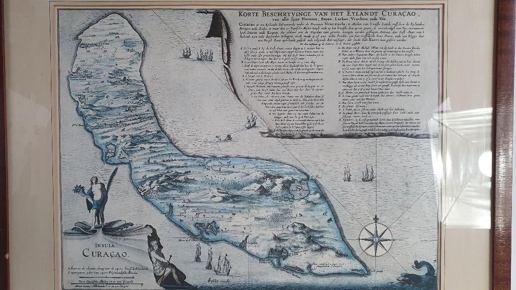 Oude landkaart van Curacao, Roggeveen 1680. S42, Ophalen of Verzenden