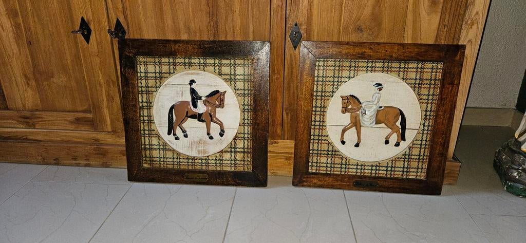 Antieke 2 luik paarden sport, Antiek en Kunst, Ophalen of Verzenden