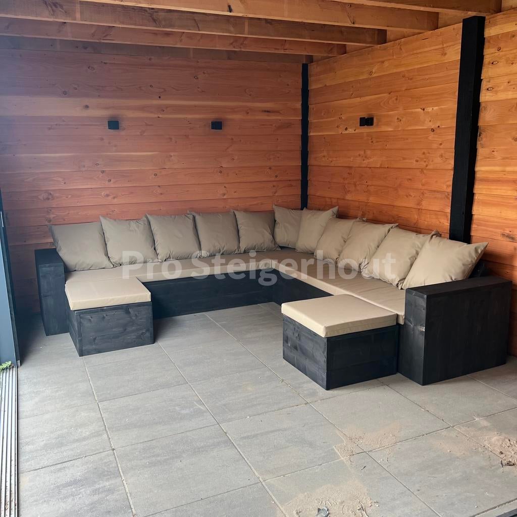 Steigerhout Loungeset Loungebank Hoekbank Tuinbank Tuinset, Steigerhout, Nieuw, Ophalen of Verzenden, Eettafel