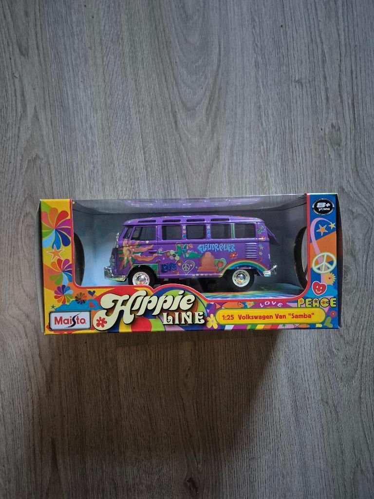 maisto Volkswagen VW T1 Samba Bus Hippie Line Flower Power, Ophalen of Verzenden, Nieuw, Auto