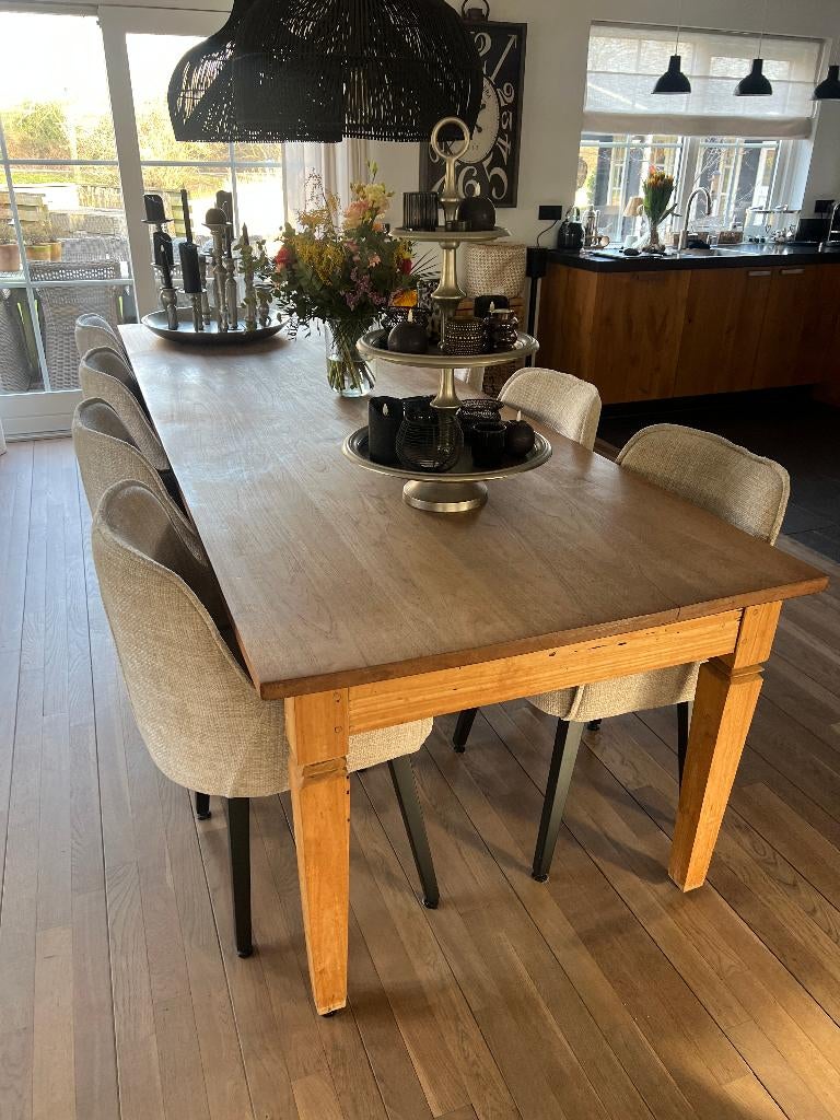 eettafel teak 300 cm, Huis en Inrichting, Tafels | Eettafels, Ophalen, Gebruikt, 100 tot 150 cm, Koloniaal teak