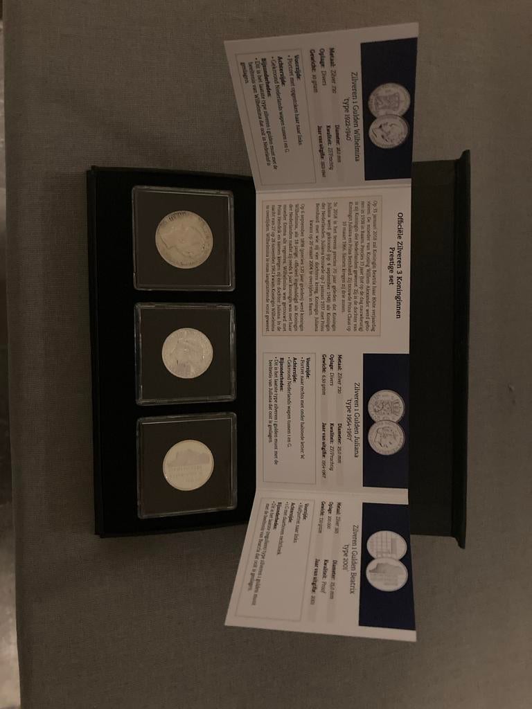 Zilveren 3 Koninginnen Prestige Set - Wilhelmina, Juliana, B, Postzegels en Munten, Munten | Nederland, Setje, 1 gulden, Koningin Wilhelmina