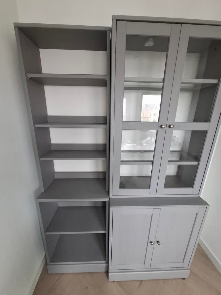 Havsta vitrinekast €375 & open kast €50 Z.G.A.N., Ophalen, 50 tot 100 cm, Zo goed als nieuw, 150 tot 200 cm