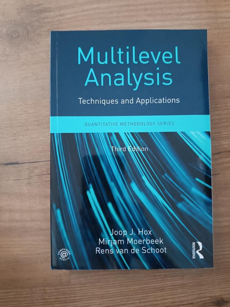 Multilevel Analysis - Hox, Moerbeek, van de Schoot, Boeken, Studieboeken en Cursussen, Ophalen of Verzenden