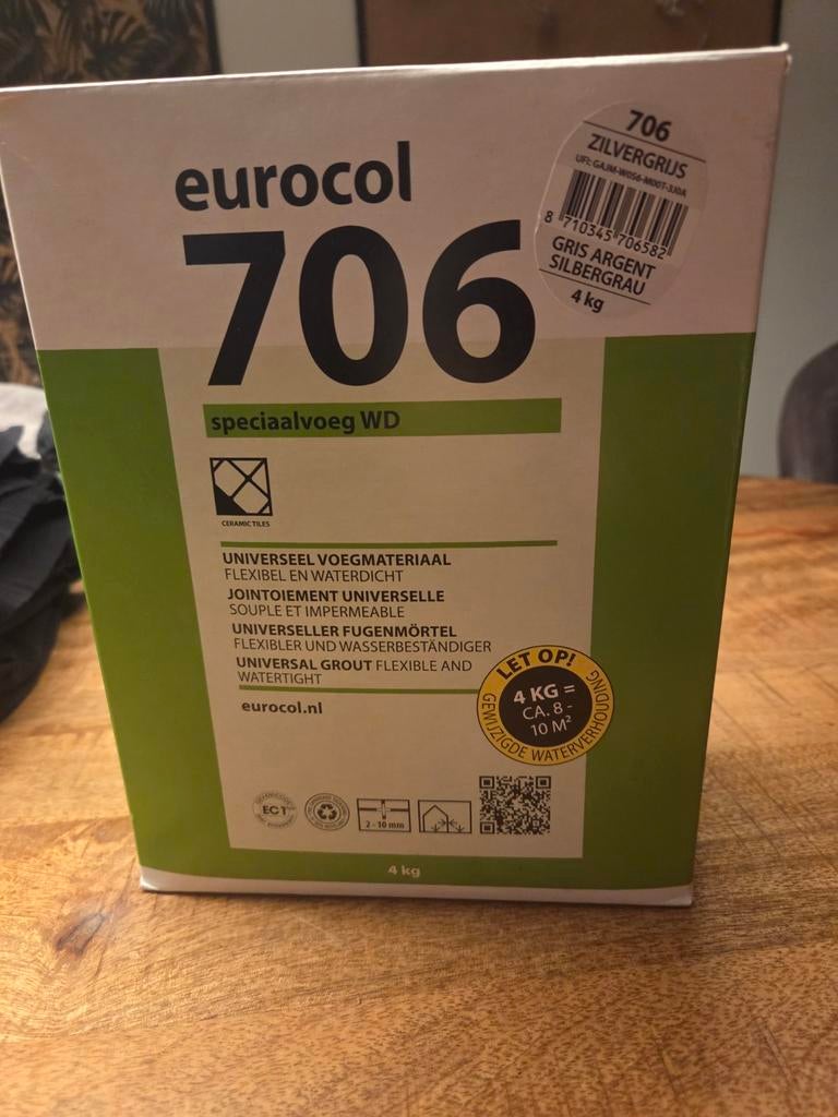 Eurocol 706 Speciaalvoeg WD Zilvergrijs 4kg  2 doosjes, Doe-het-zelf en Verbouw, Overige materialen, Overige typen, Nieuw, Minder dan 20 cm