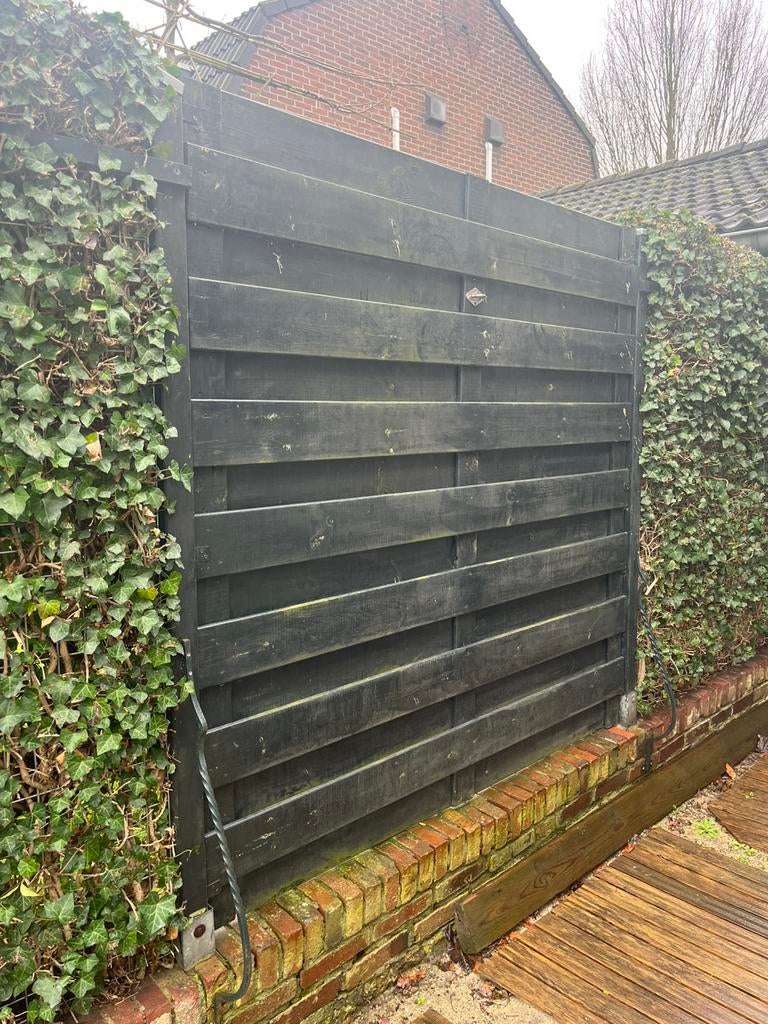 4 zware kwaliteit houten schuttingen 180x180 grijs groen, Minder dan 3 meter, Ophalen of Verzenden, Hout, 1 tot 2 meter