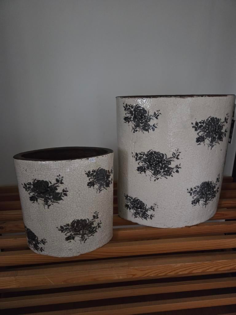 2 Mooie ovale bloempotten van PTMD, Ophalen, Zo goed als nieuw, Aardewerk, Minder dan 40 cm