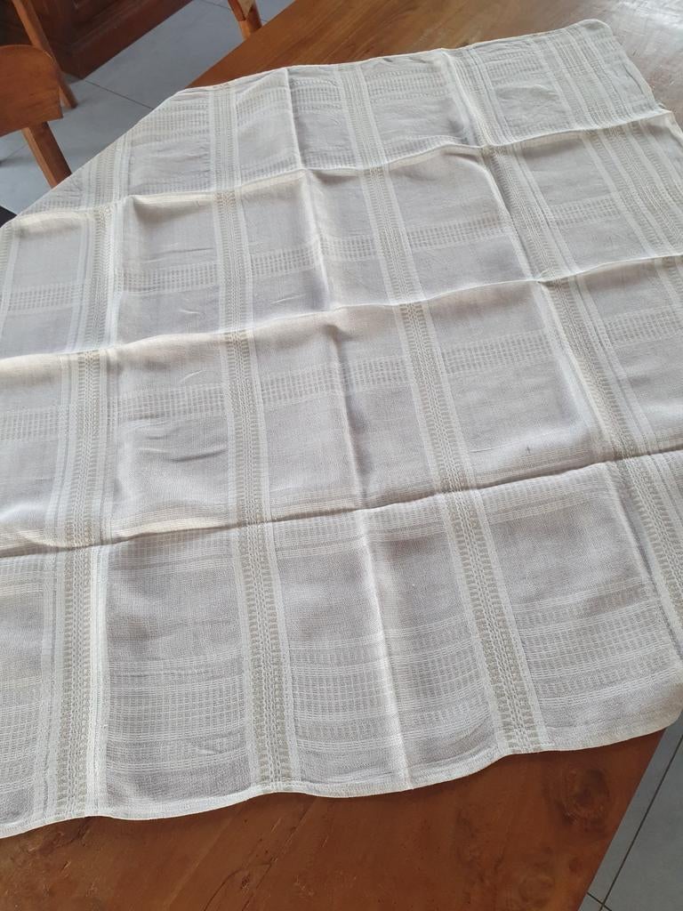Tafelkleed jaren 60, linnen, vierkant 95 x 95 cm, Ophalen of Verzenden, Gebruikt, Vierkant, Binnen