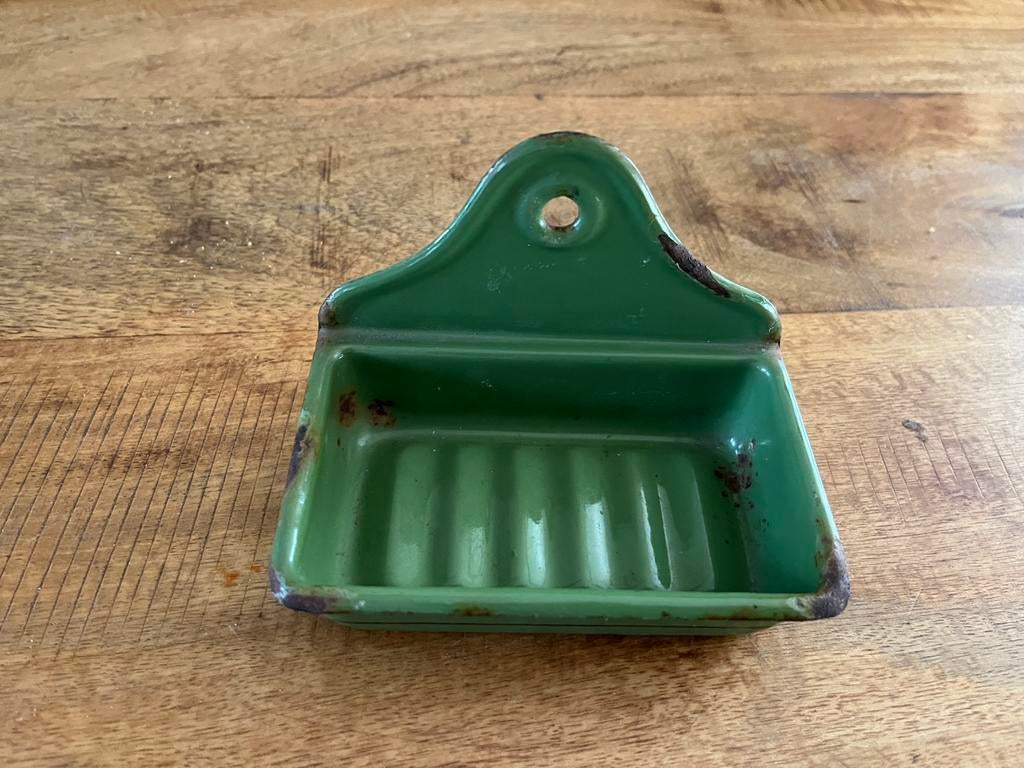 Emaille zeepbakje groen, Antiek en Kunst, Ophalen of Verzenden
