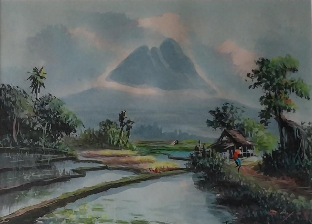 Dayat (XXe) -  Sawa's -  Indonesië - 1970, Antiek en Kunst, Kunst | Schilderijen | Klassiek, Ophalen of Verzenden