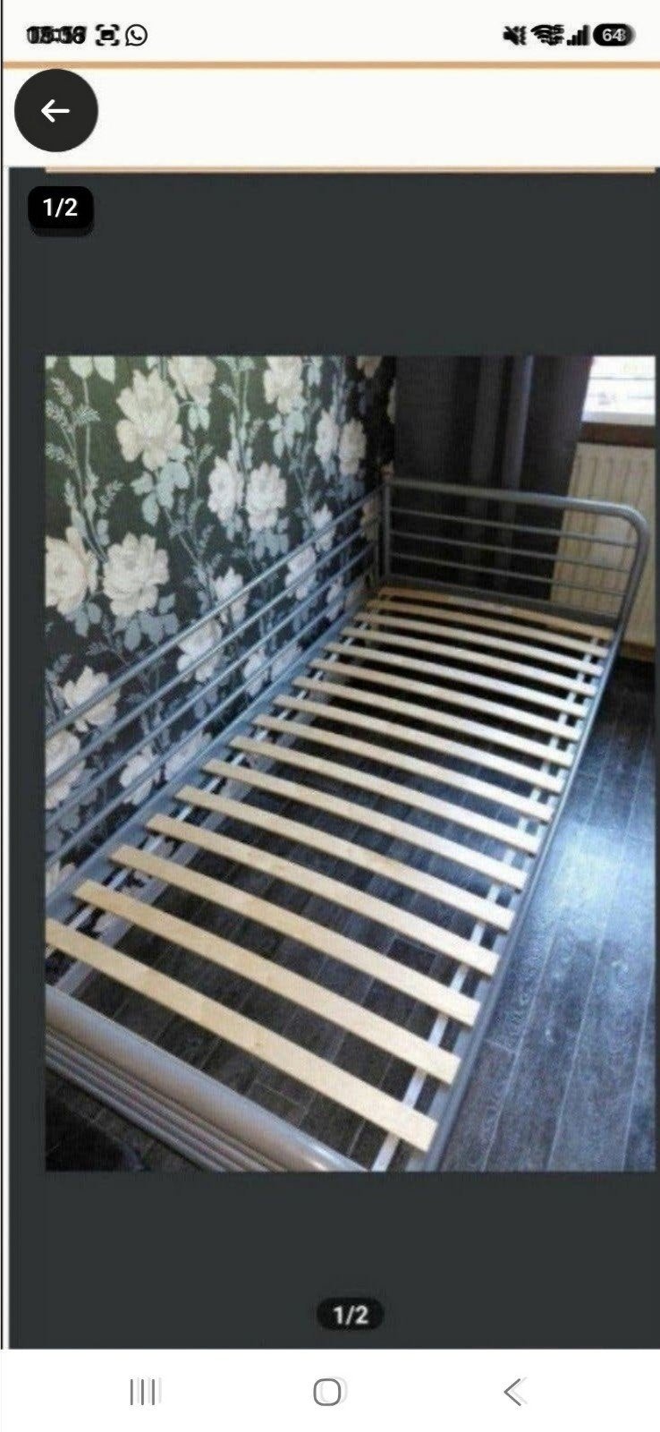 1 persoonsbed met lattenbodem oprolbaar, Ophalen, 90 cm, Eenpersoons, Zo goed als nieuw