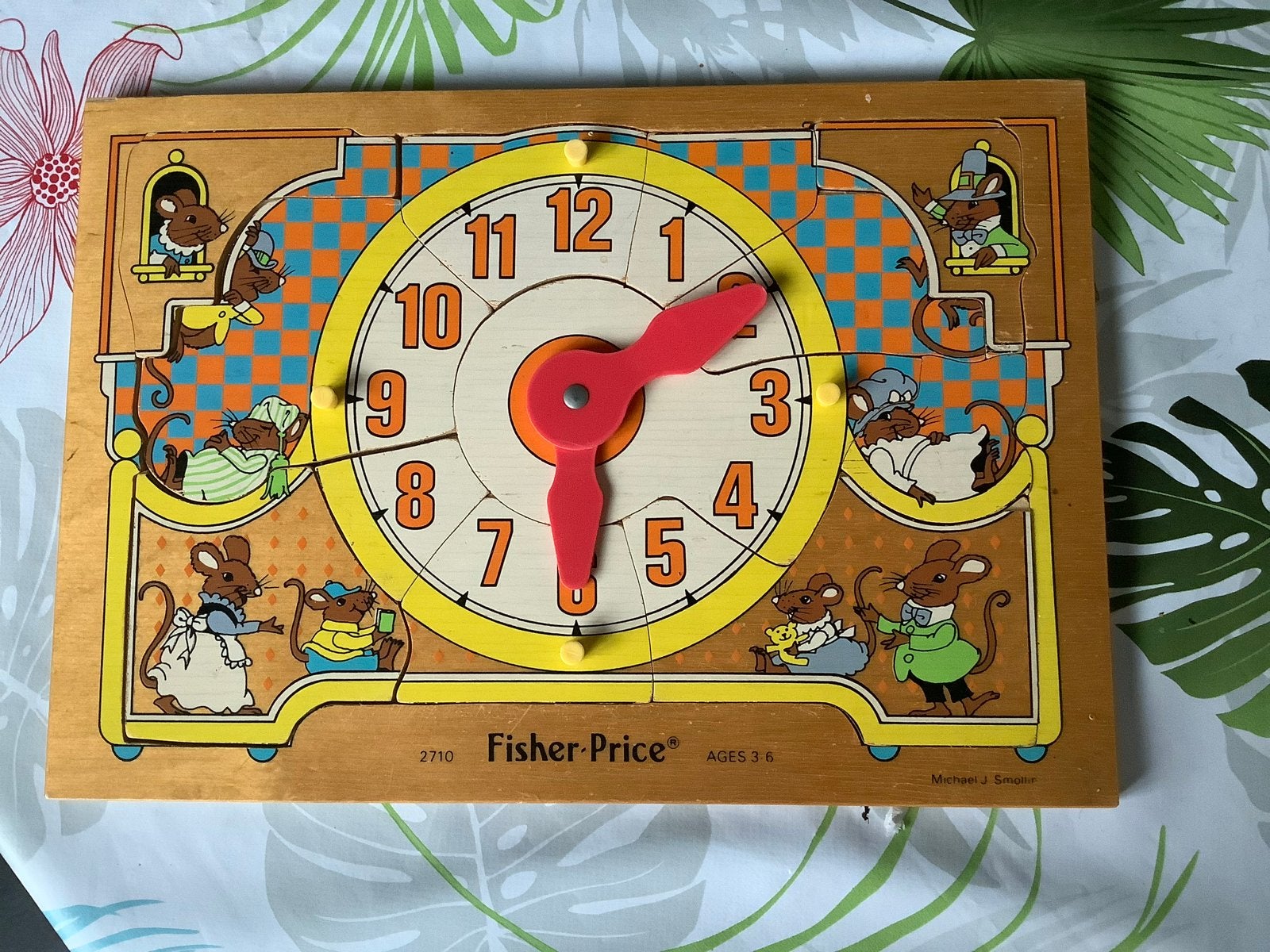 Fisher-Price Houten Klok Puzzel met Muizen (Vintage), Ophalen of Verzenden, Gebruikt, Speelset