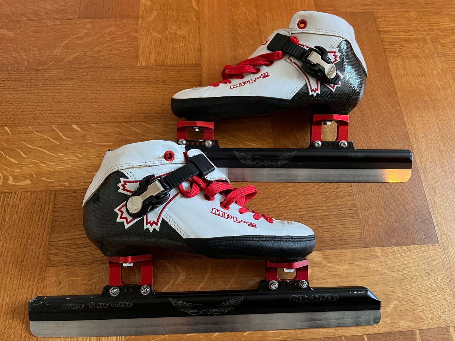Shorttrack schaatsen maat 35 met 14,5 ijzer, Gebruikt, Ophalen of Verzenden, Maple, Noren